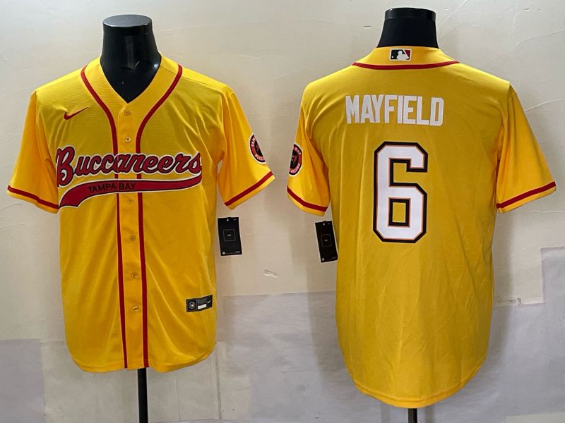 Men 2025 Tampa Bay Buccaneers #6 Mayfield Yellow Joint Name Nike Limited NFL Jersey style 01